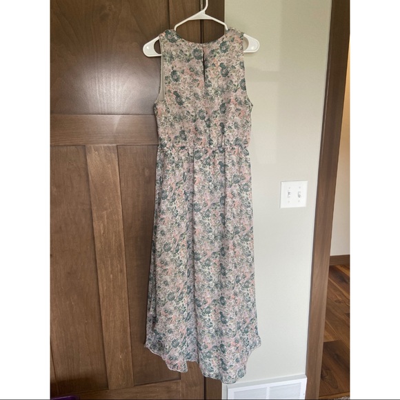 LC Lauren Conrad Floral Shirttail-Hem Maxi Dress Size 12 Pink and Green - Picture 4 of 6